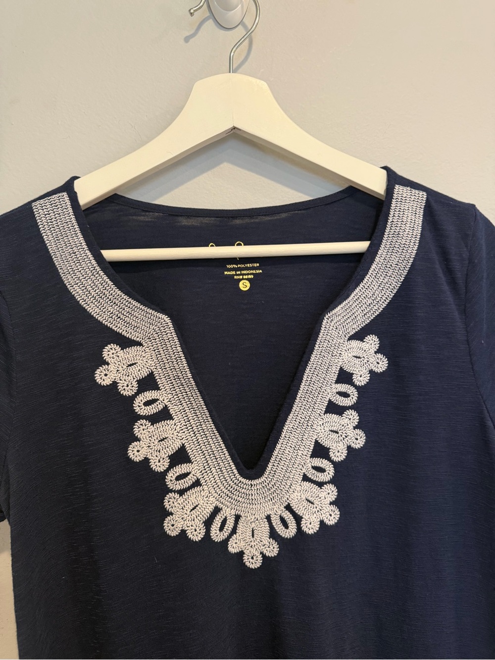 Lilly Pulitzer Navy Blue Embroidered Brewster Dress Women’s Small Short Sleeve - Picture 3 of 6
